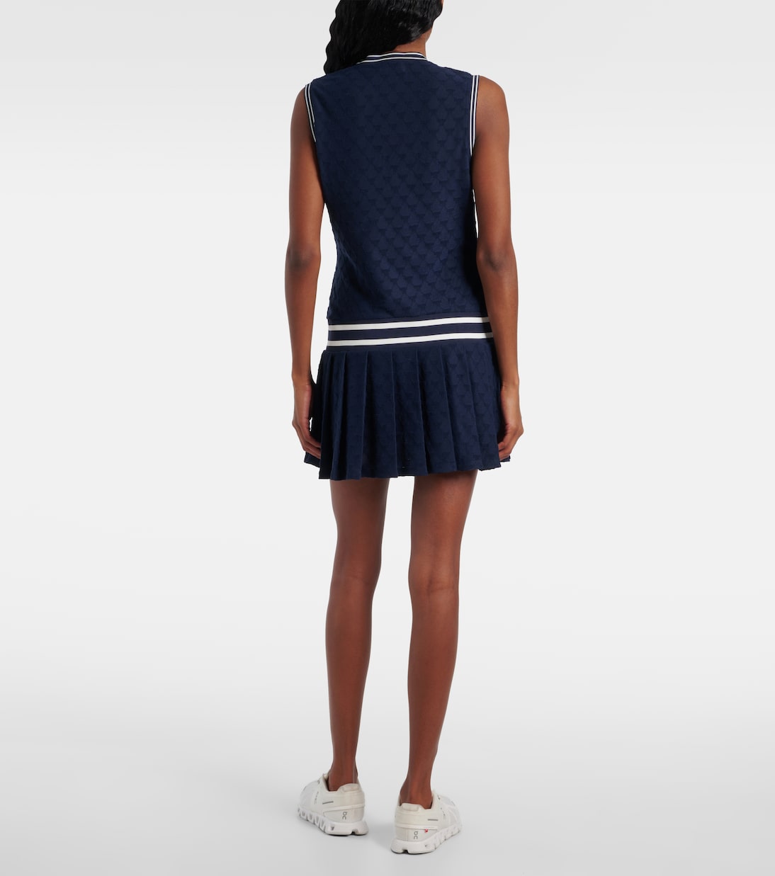 Vestido de tenis de felpa en jacquard plisado | Tory Burch