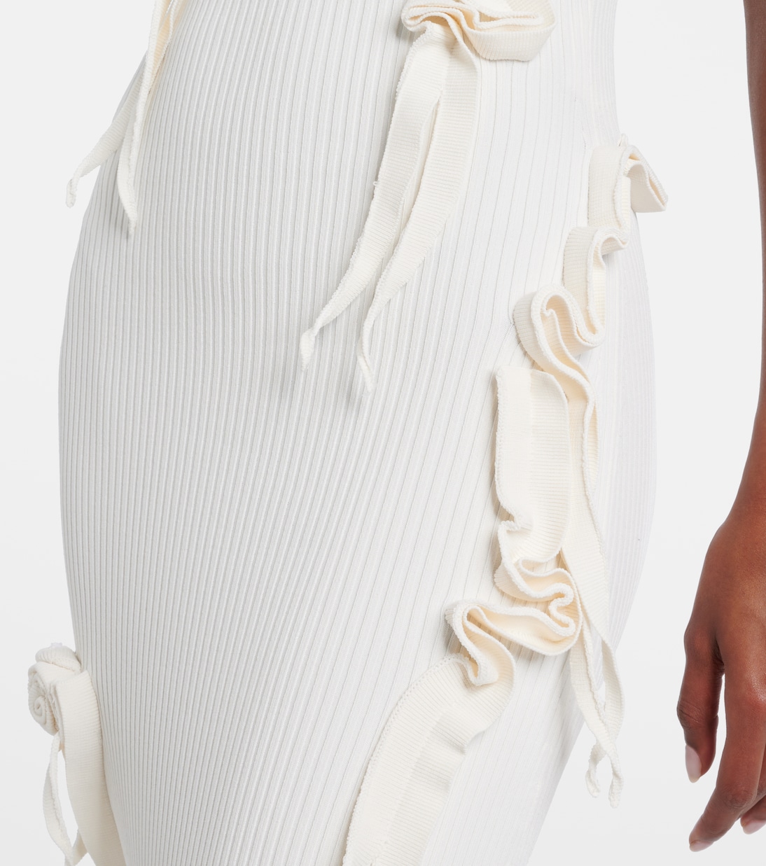 Abito lungo in maglia a coste con applicazioni floreali | Coperni