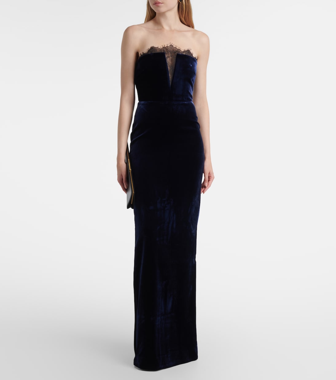 Lace-trimmed velvet corset gown | Roland Mouret