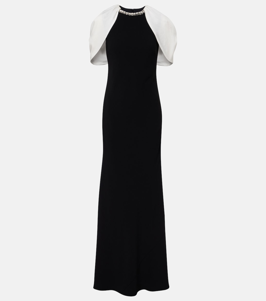 缀饰披肩式缎布绉纱长礼服 | Roland Mouret