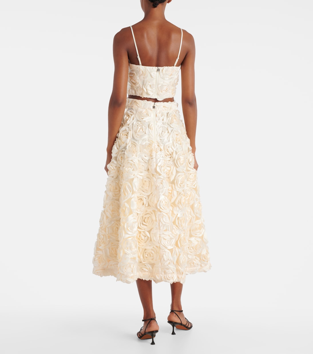 Floral-appliqué midi skirt | Rotate