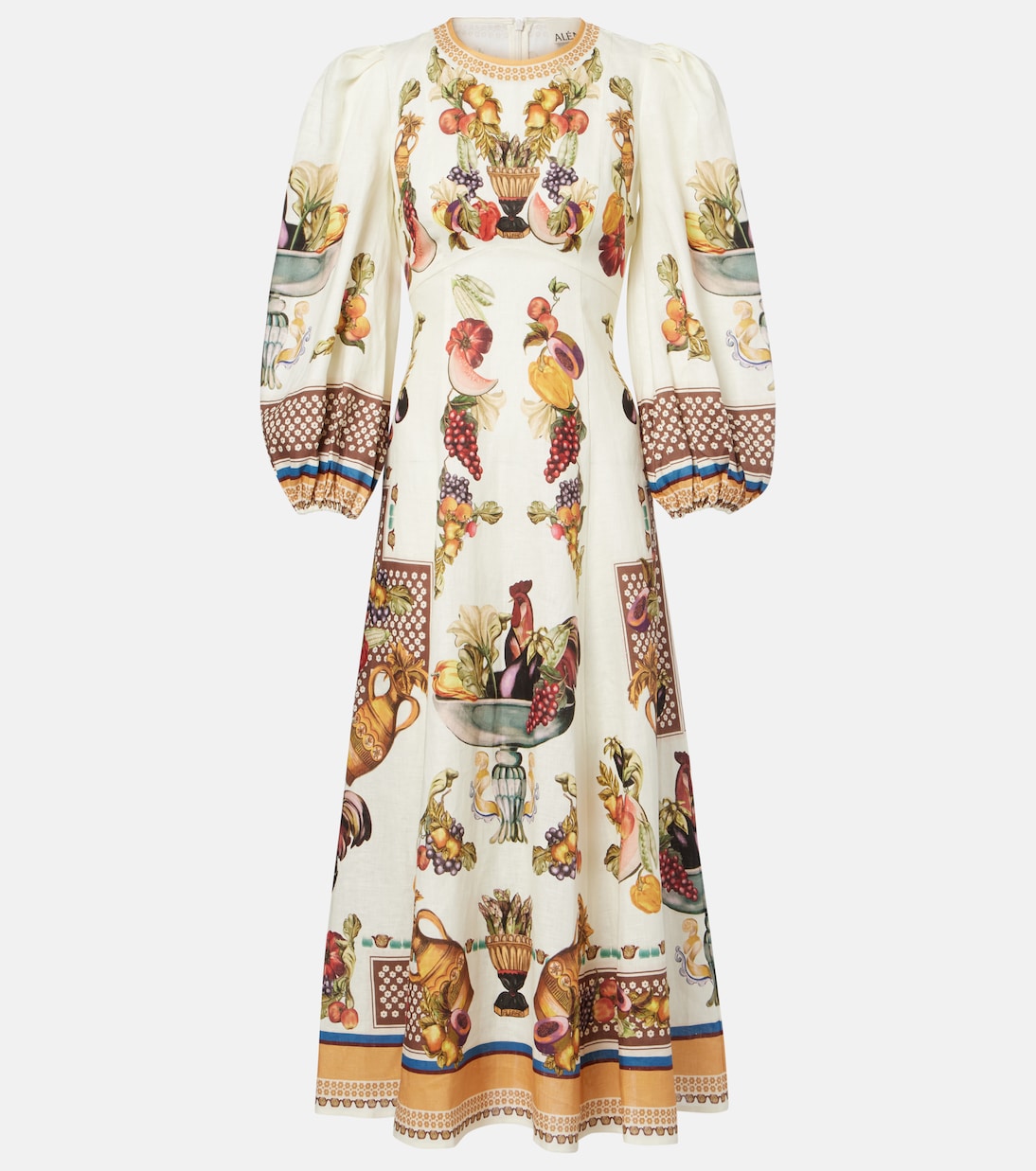 Bedrucktes Midikleid Mercado aus Leinen | Alémais