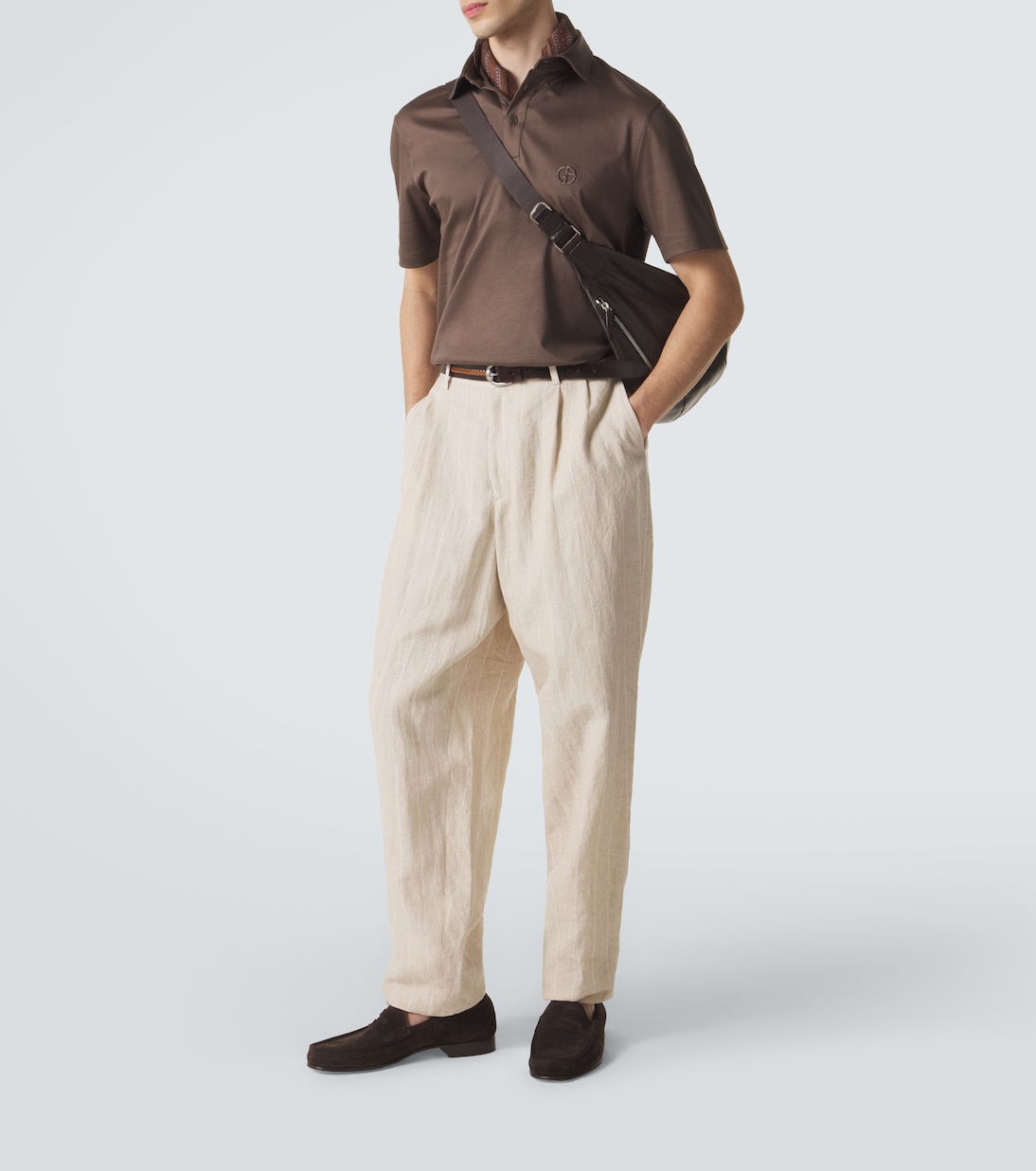 Pantalon ample rayé en lin | Giorgio Armani