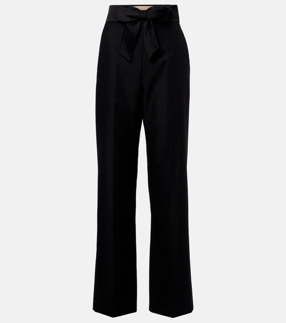 Bow-detail wool and mohair straight pants | Valentino