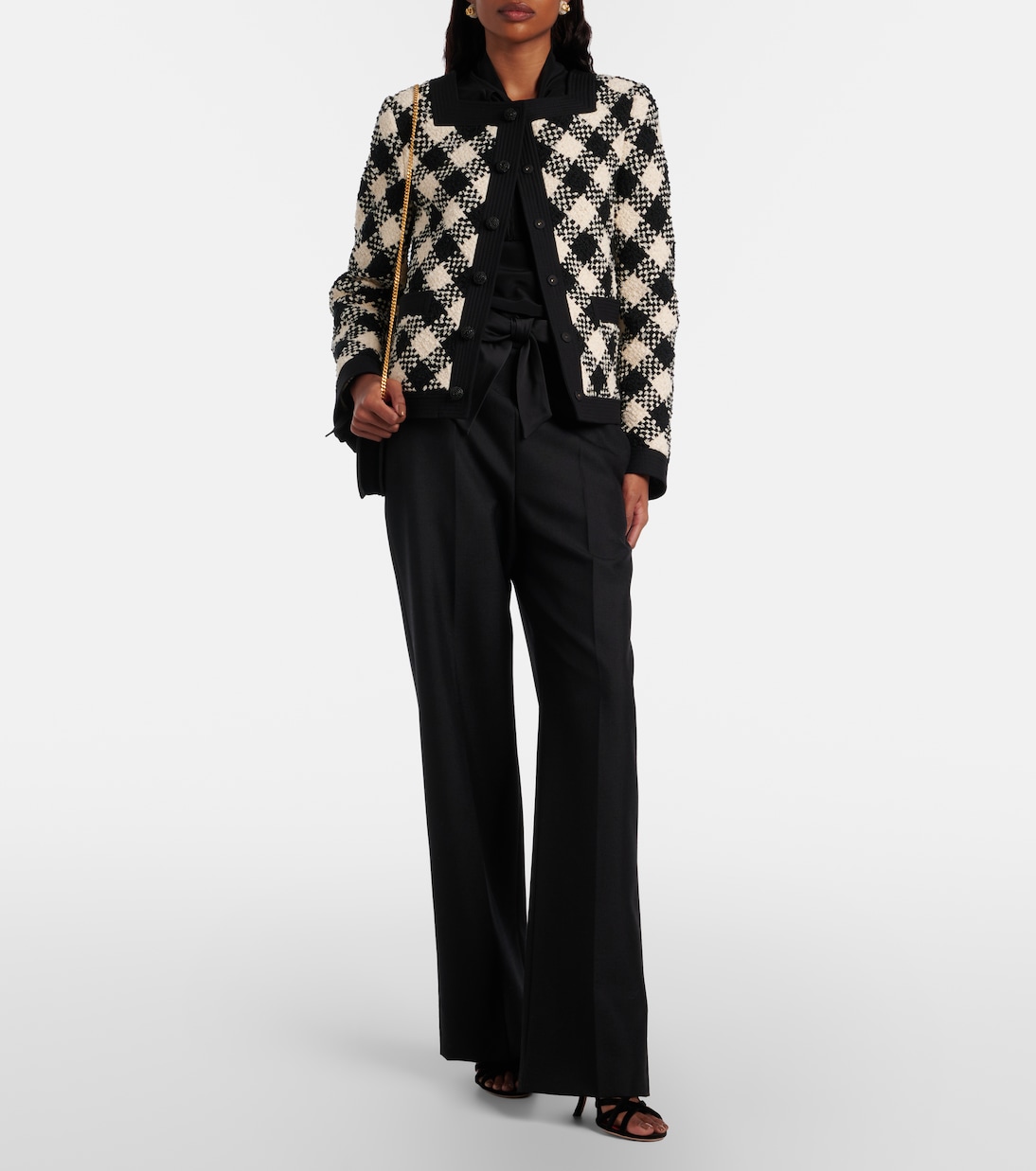 Bow-detail wool and mohair straight pants | Valentino