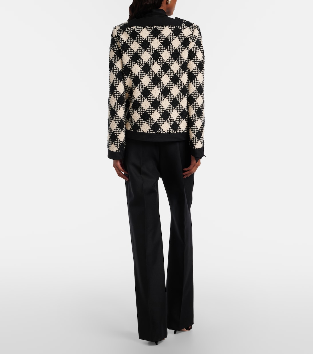 Bow-detail wool and mohair straight pants | Valentino