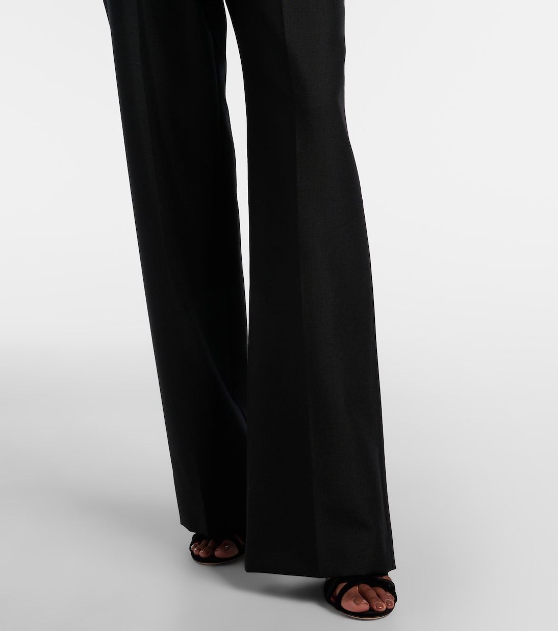 Bow-detail wool and mohair straight pants | Valentino