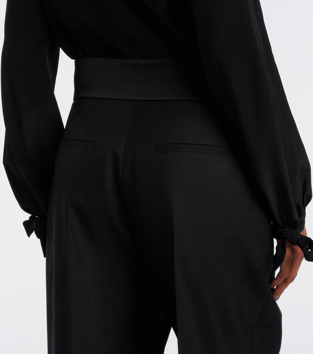 Bow-detail wool and mohair straight pants | Valentino