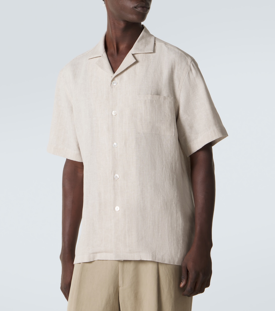Striped linen bowling shirt | Fedeli