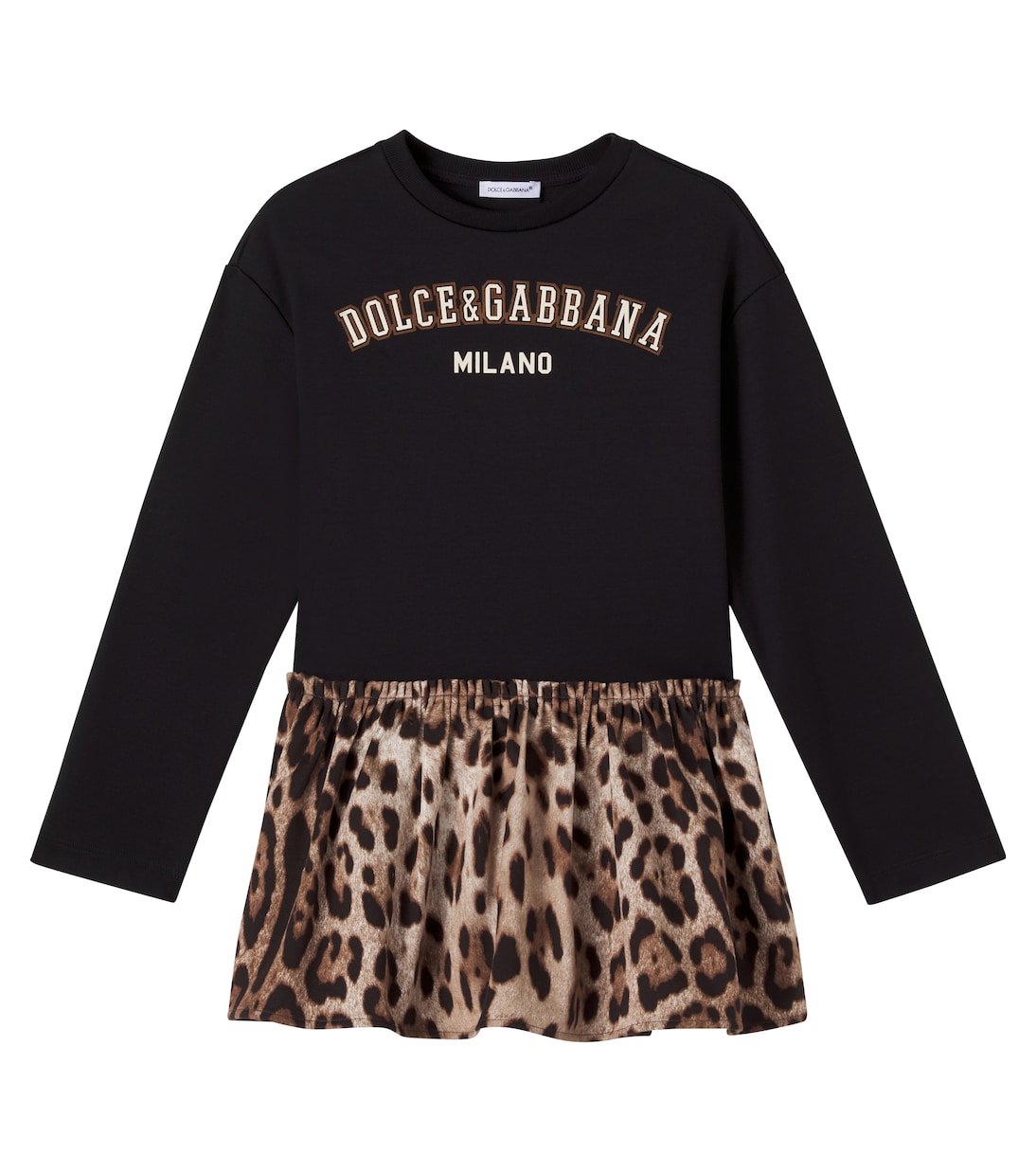 Logo leopard-print cotton dress | Dolce&Gabbana Kids