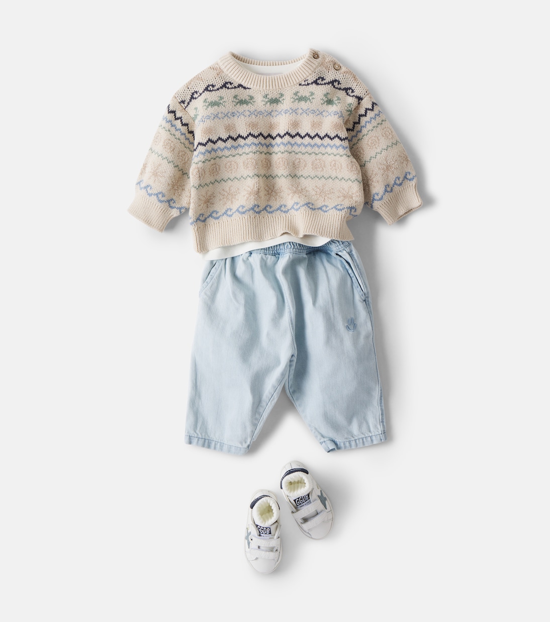 Baby August cotton jacquard sweater | Wheat