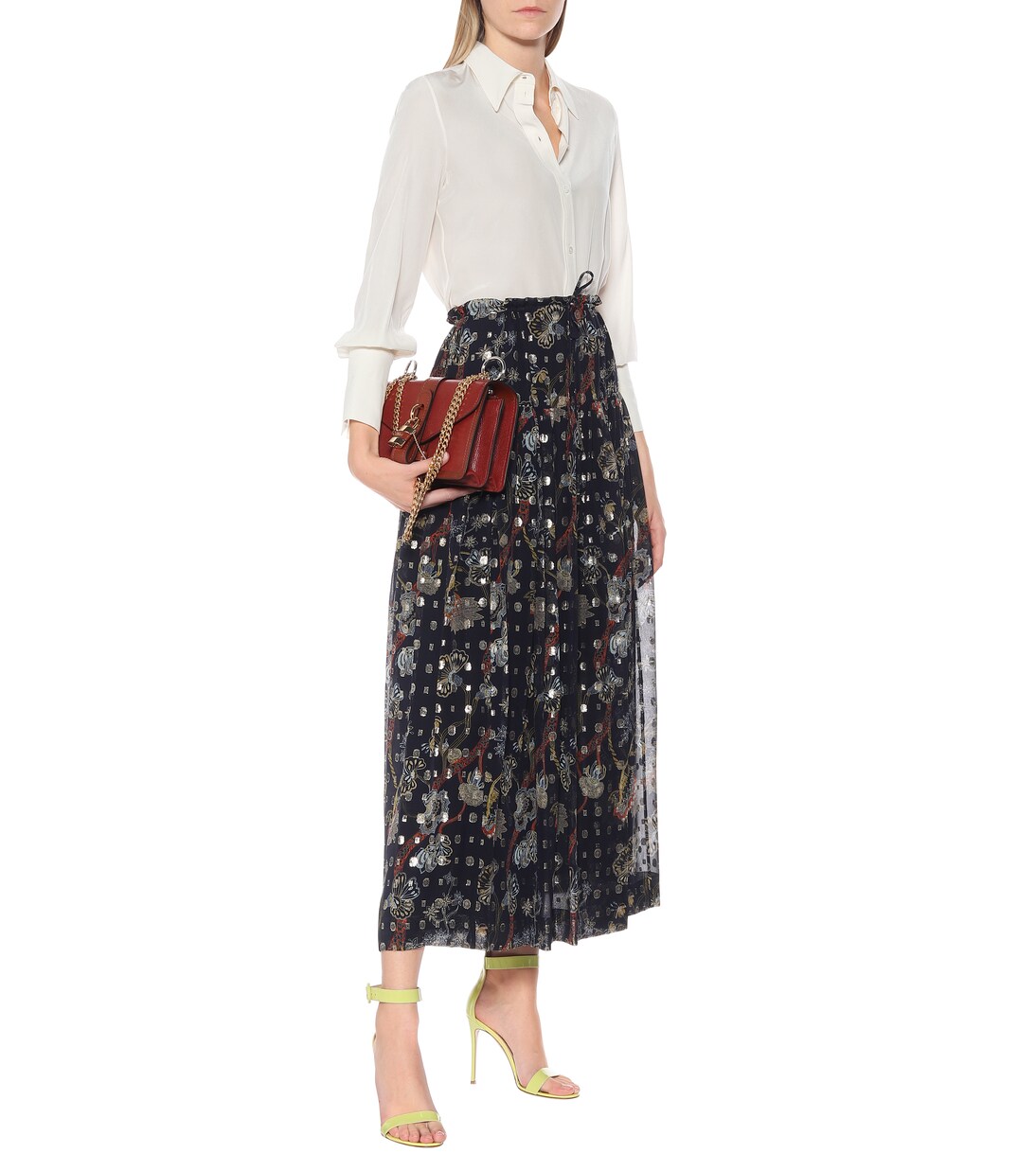 Silk fil coupé midi skirt | Chloé