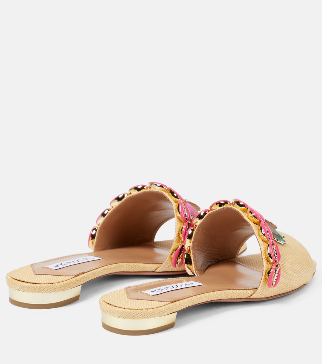 Off To Ibiza raffia slides | Aquazzura