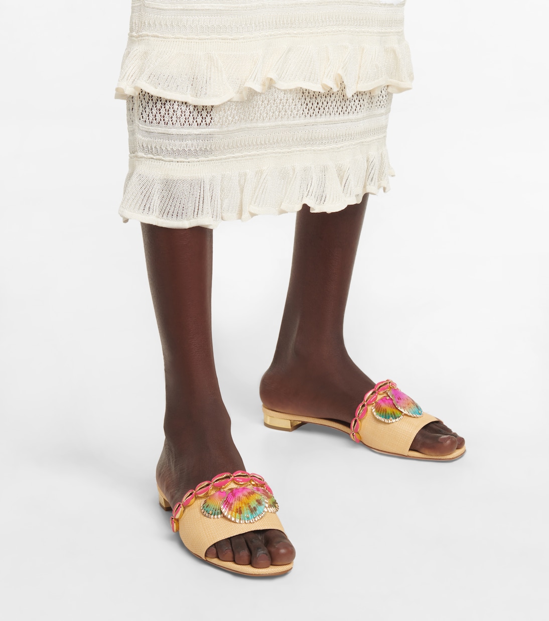 Off To Ibiza raffia slides | Aquazzura