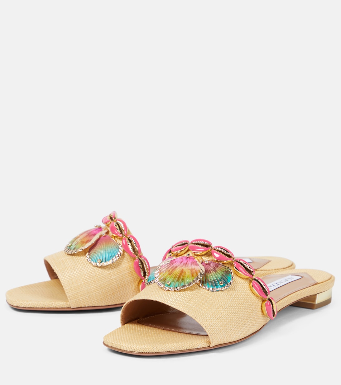 Off To Ibiza raffia slides | Aquazzura