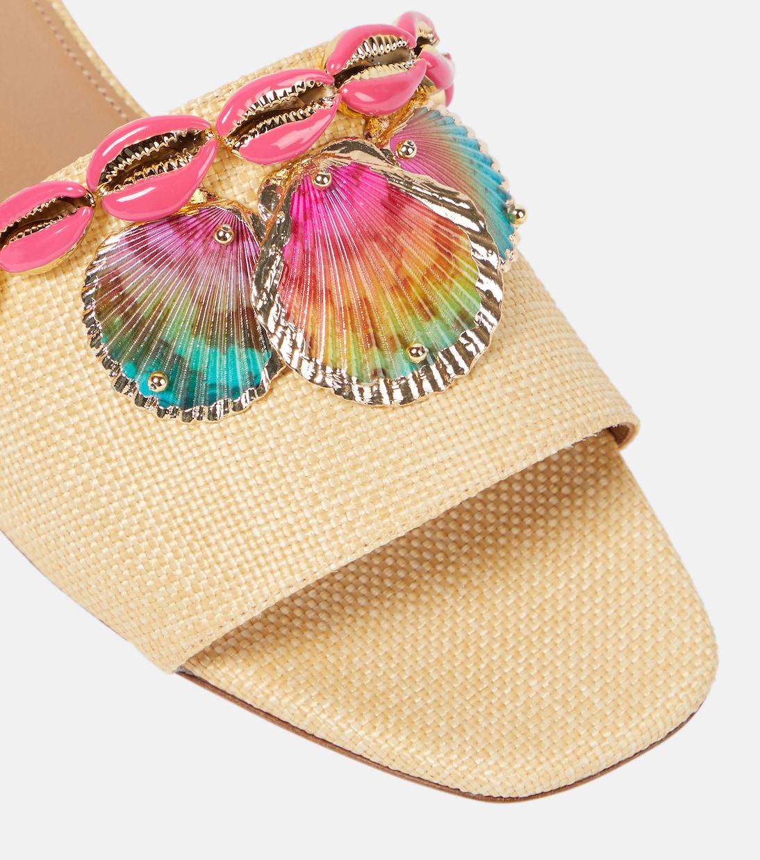Off To Ibiza raffia slides | Aquazzura