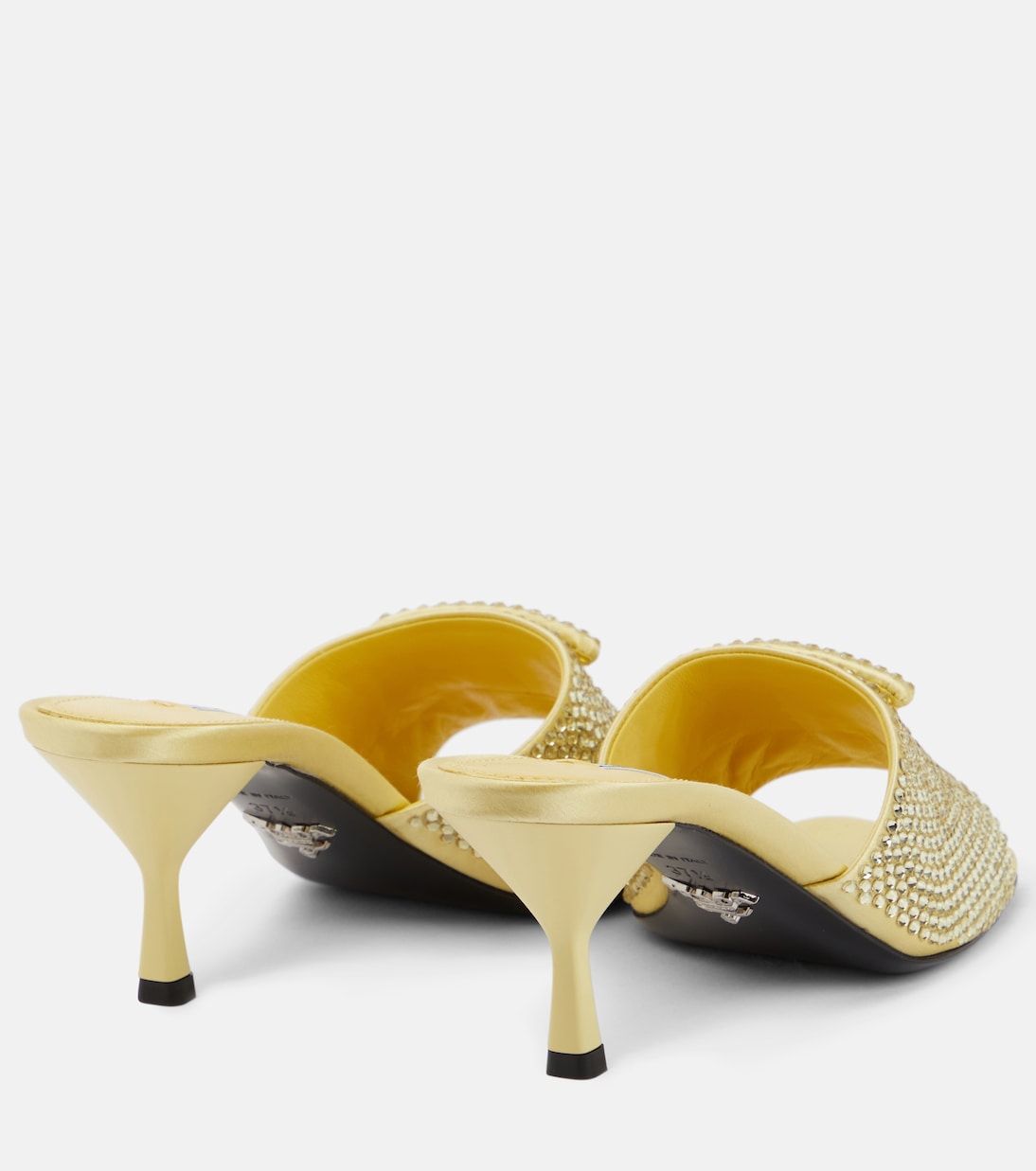 Crystal-embellished satin mules | Prada