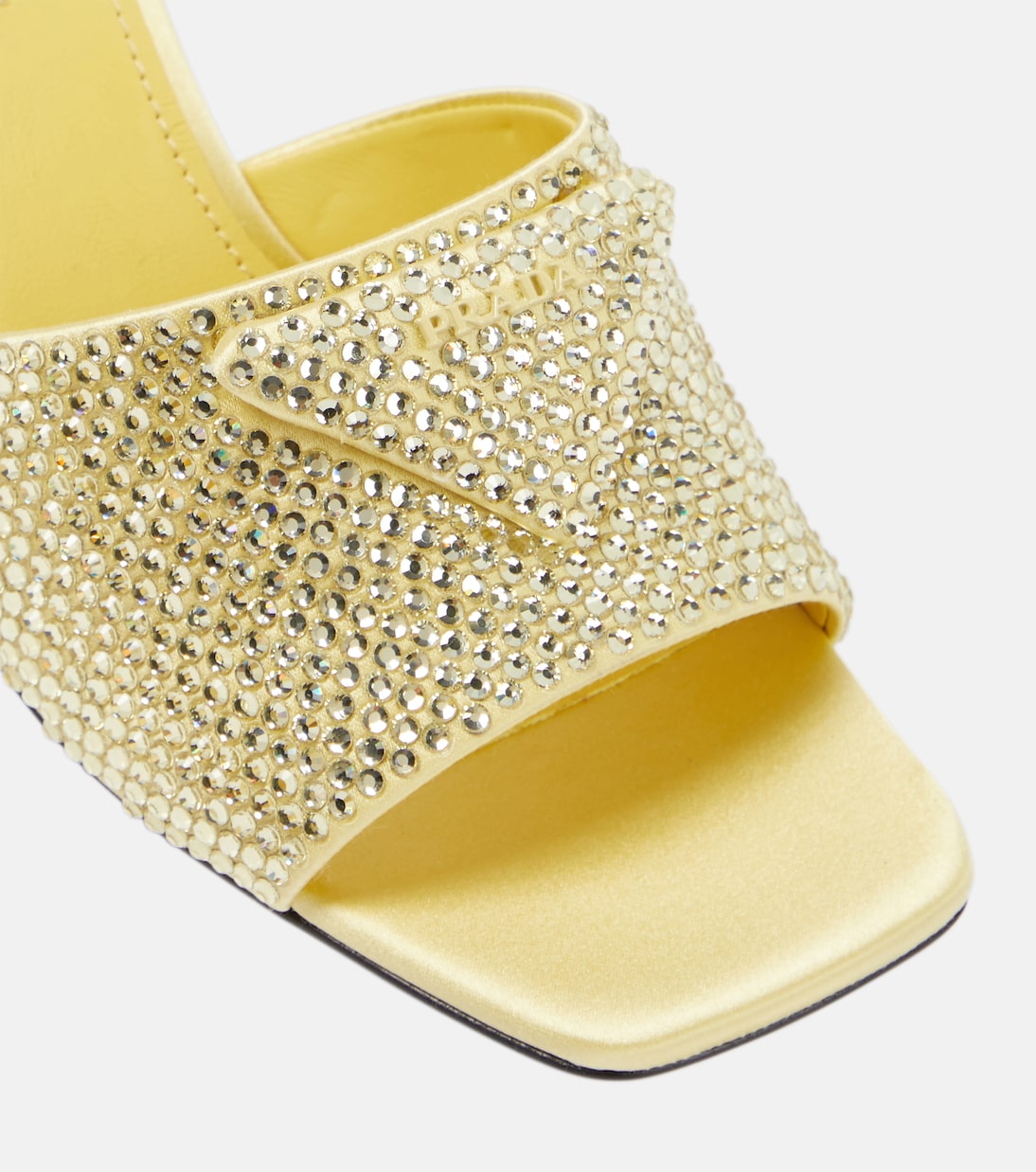 Crystal-embellished satin mules | Prada