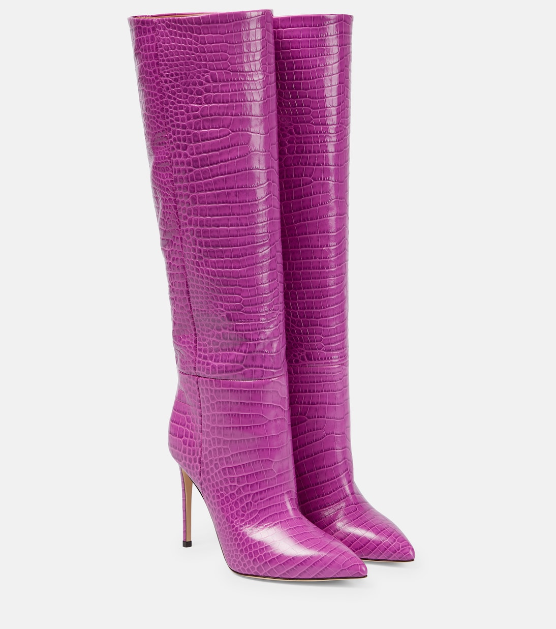 Croc-effect leather knee-high boots | Paris Texas