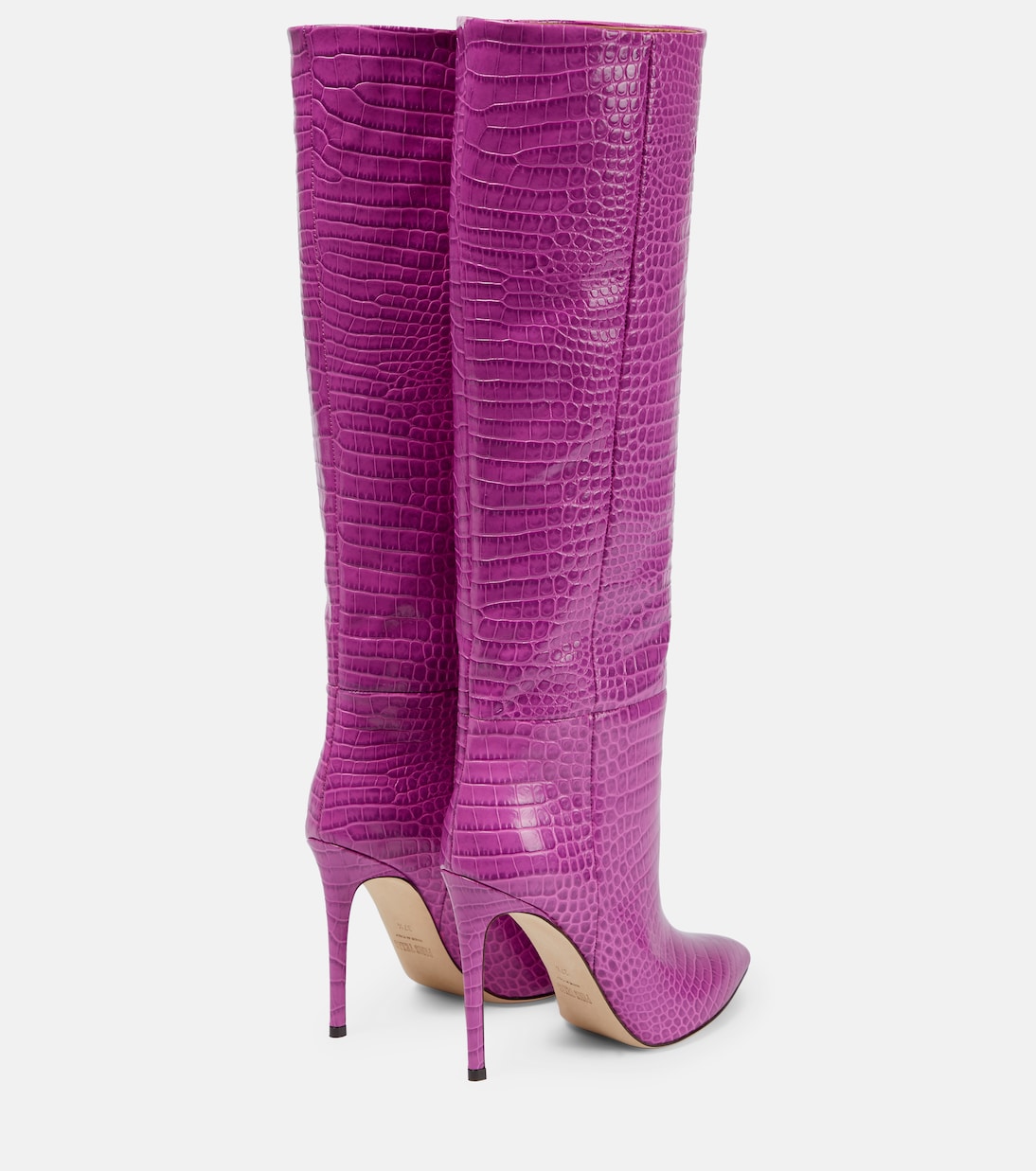 Croc-effect leather knee-high boots | Paris Texas