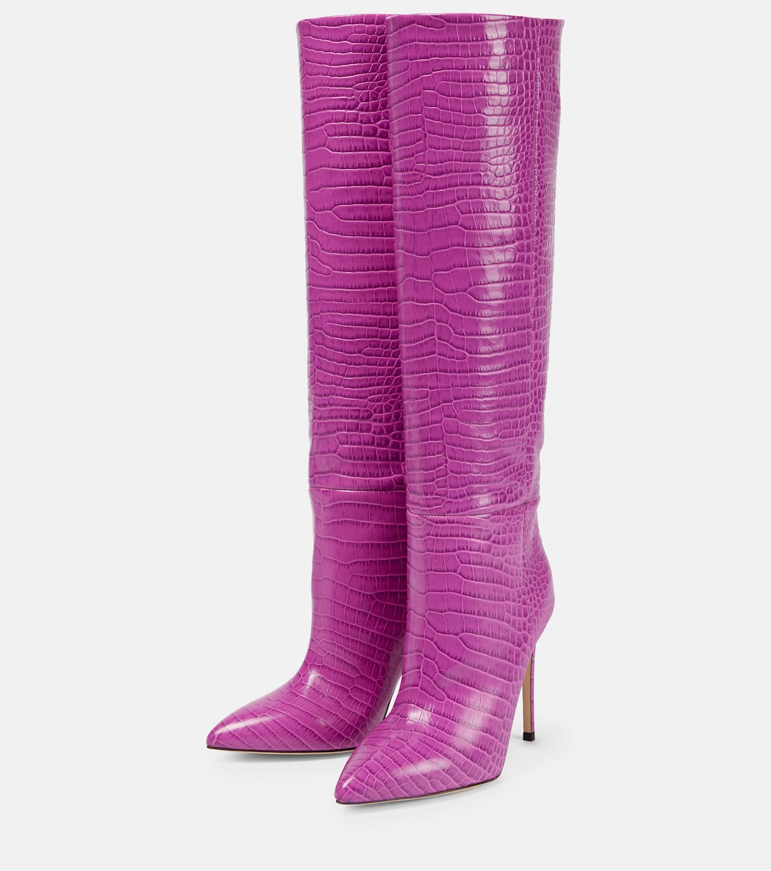 Croc-effect leather knee-high boots | Paris Texas