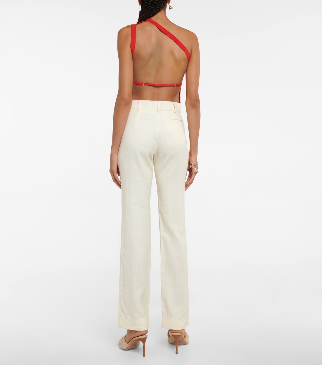 La Maille Ascu cropped linen-blend top | Jacquemus