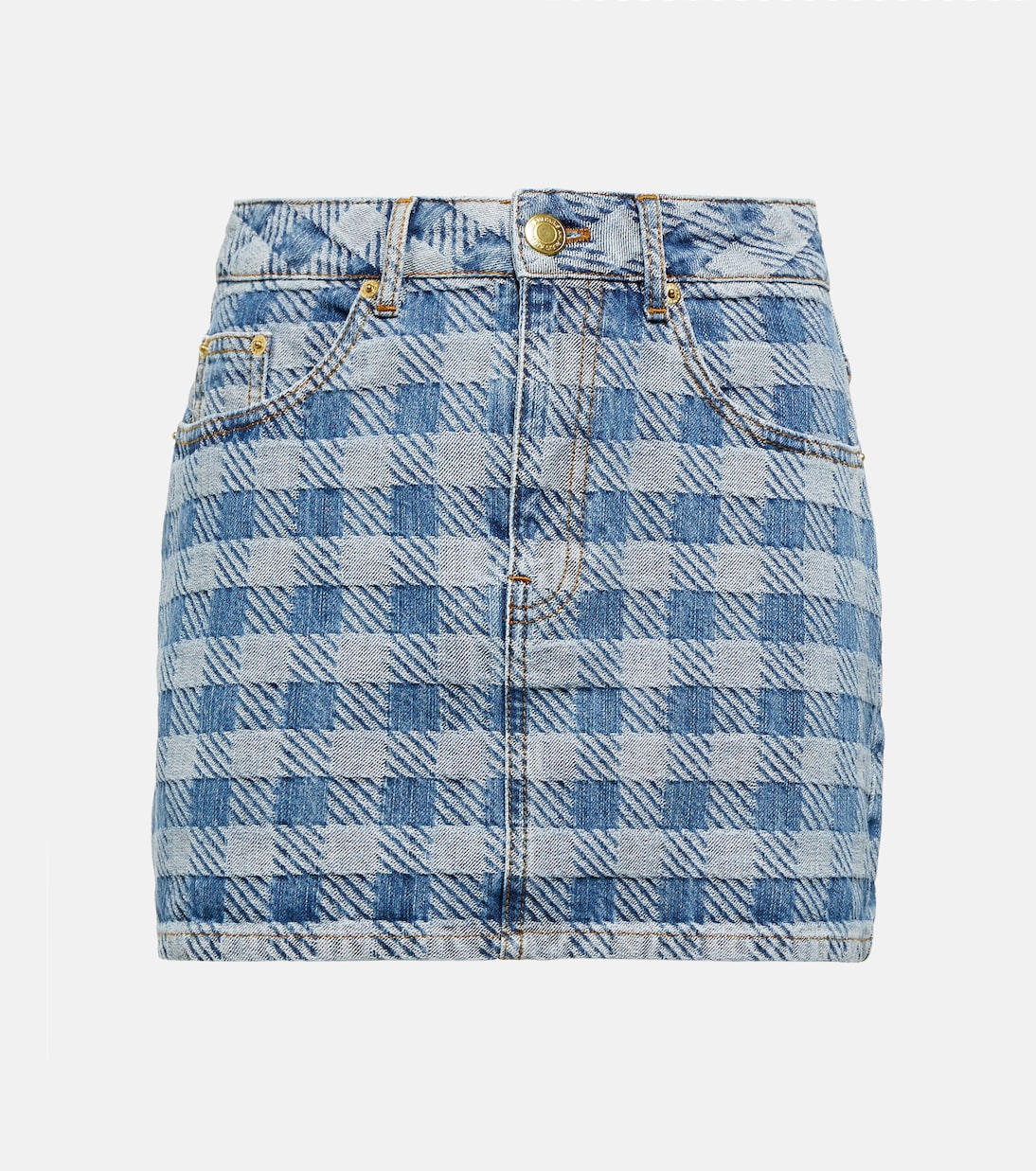 Mini-jupe en jean à carreaux | Ami Paris