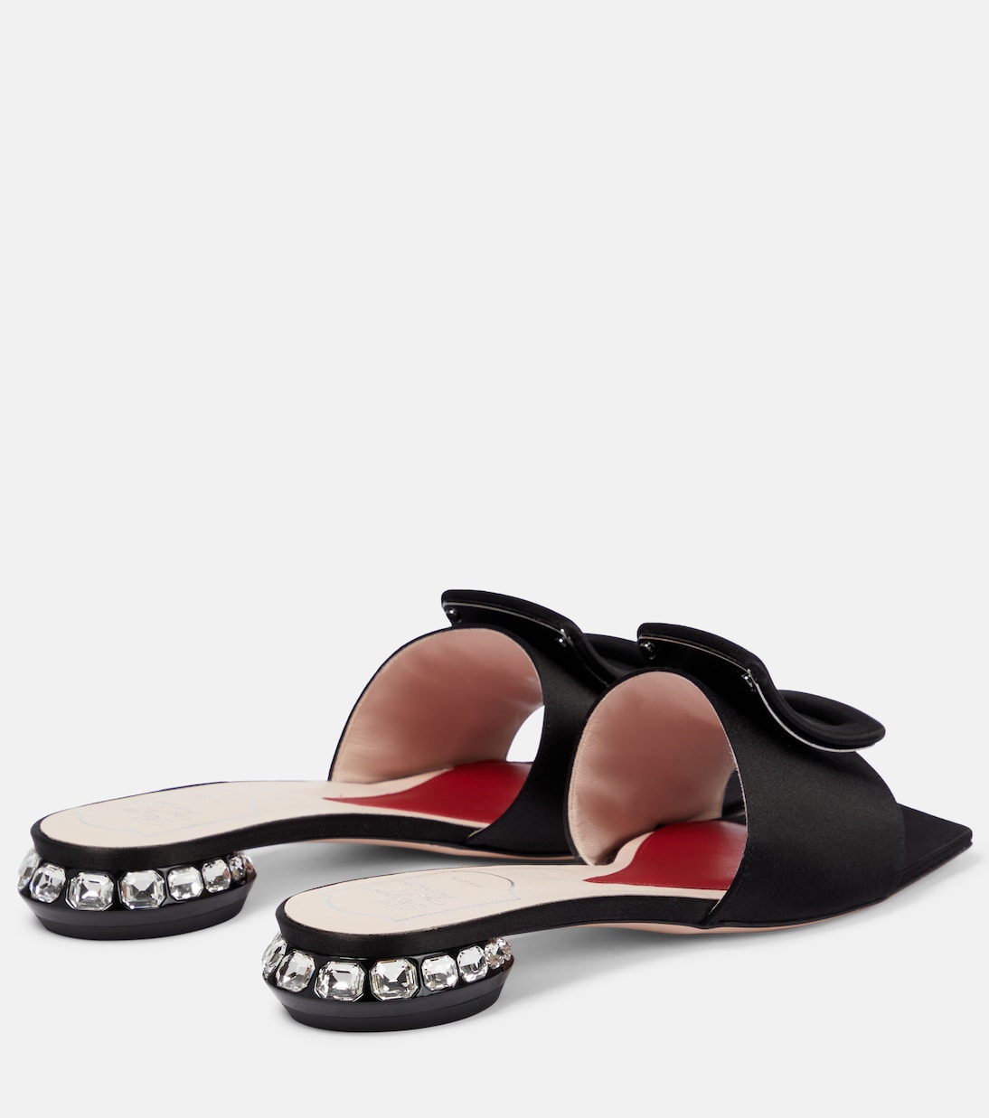Strass Heel embellished satin mules | Roger Vivier