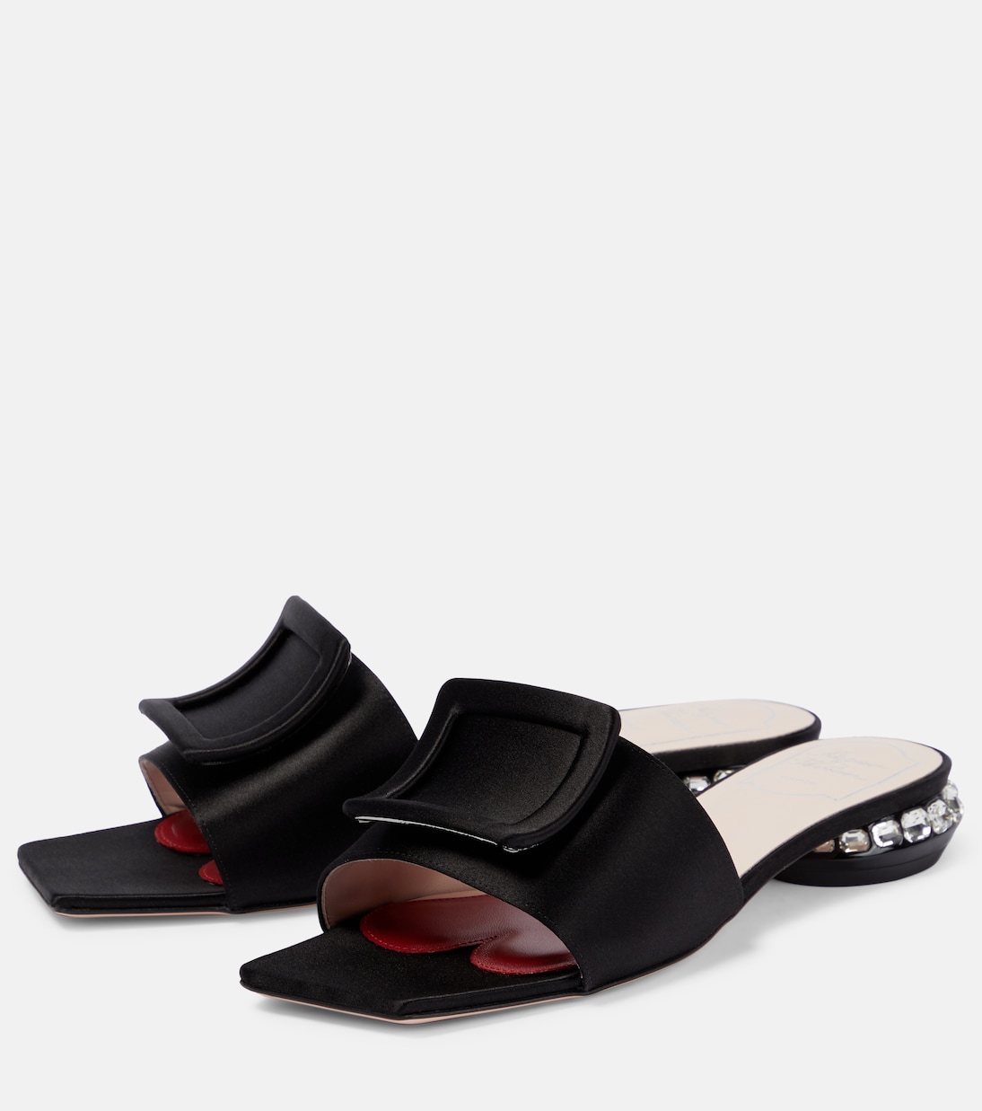 Strass Heel embellished satin mules | Roger Vivier