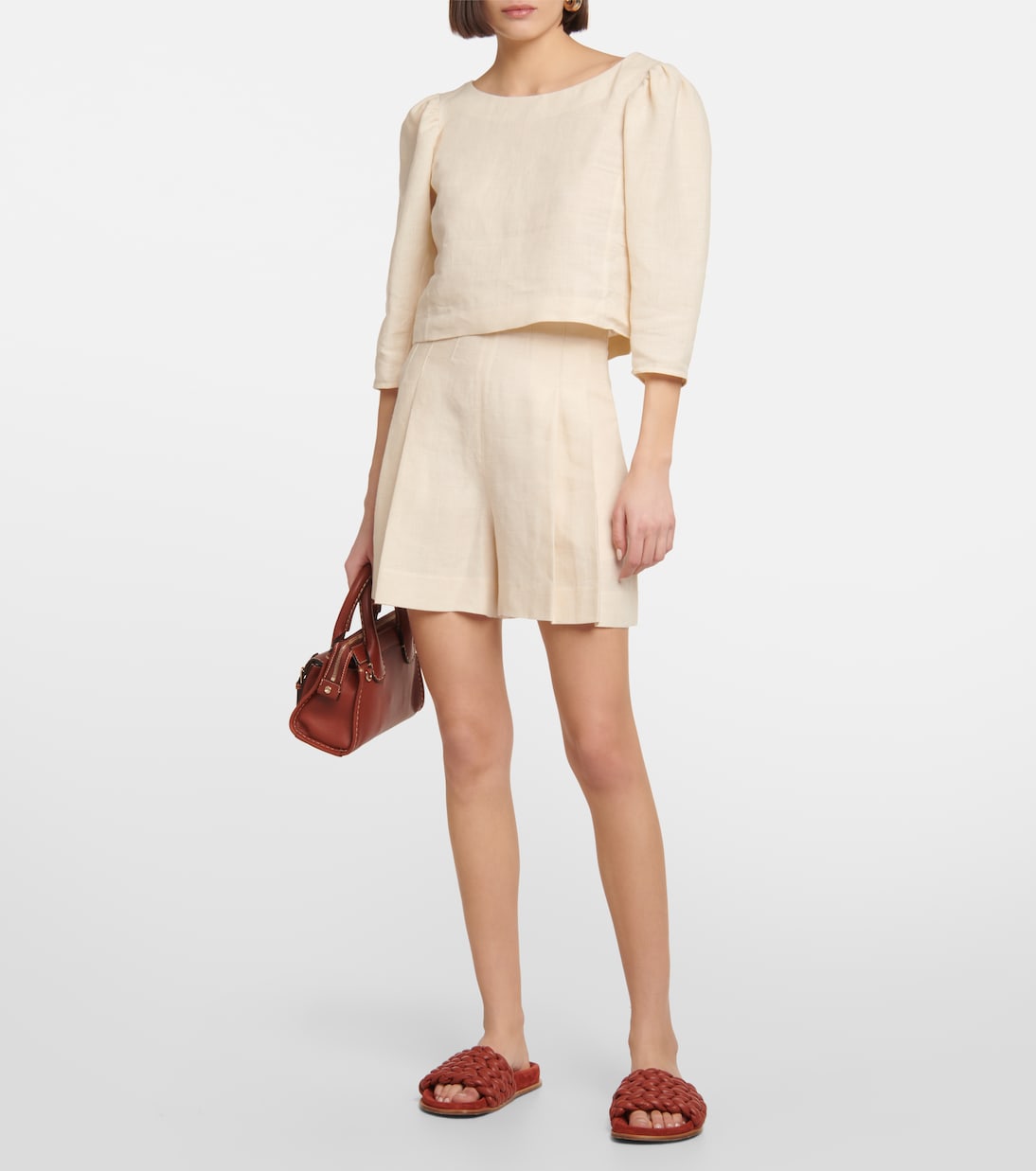 Shorts a vita alta in lino | Chloé