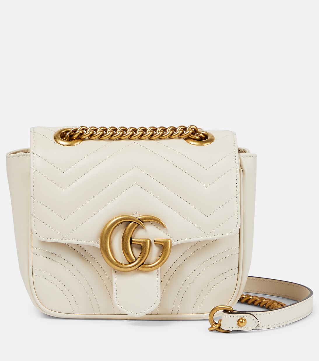 GG Marmont Mini leather shoulder bag in white Gucci Mytheresa