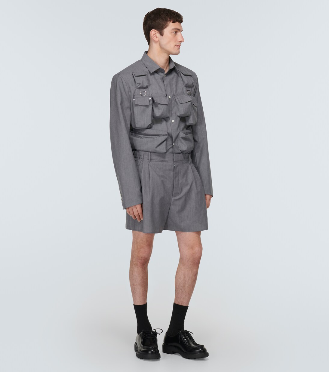 High-rise wool and mohair shorts | Prada