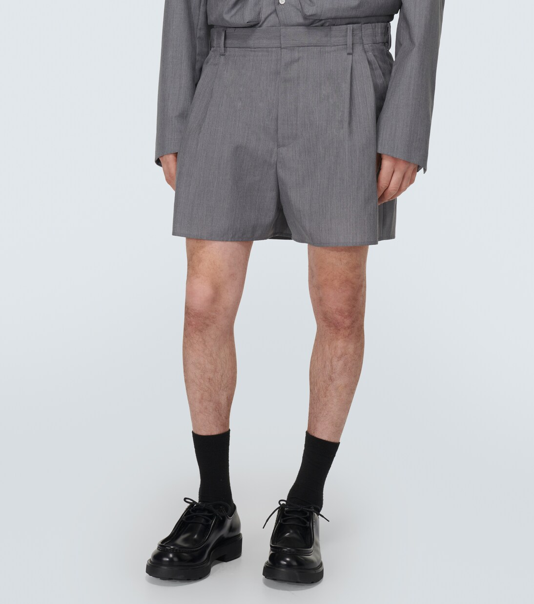 High-rise wool and mohair shorts | Prada