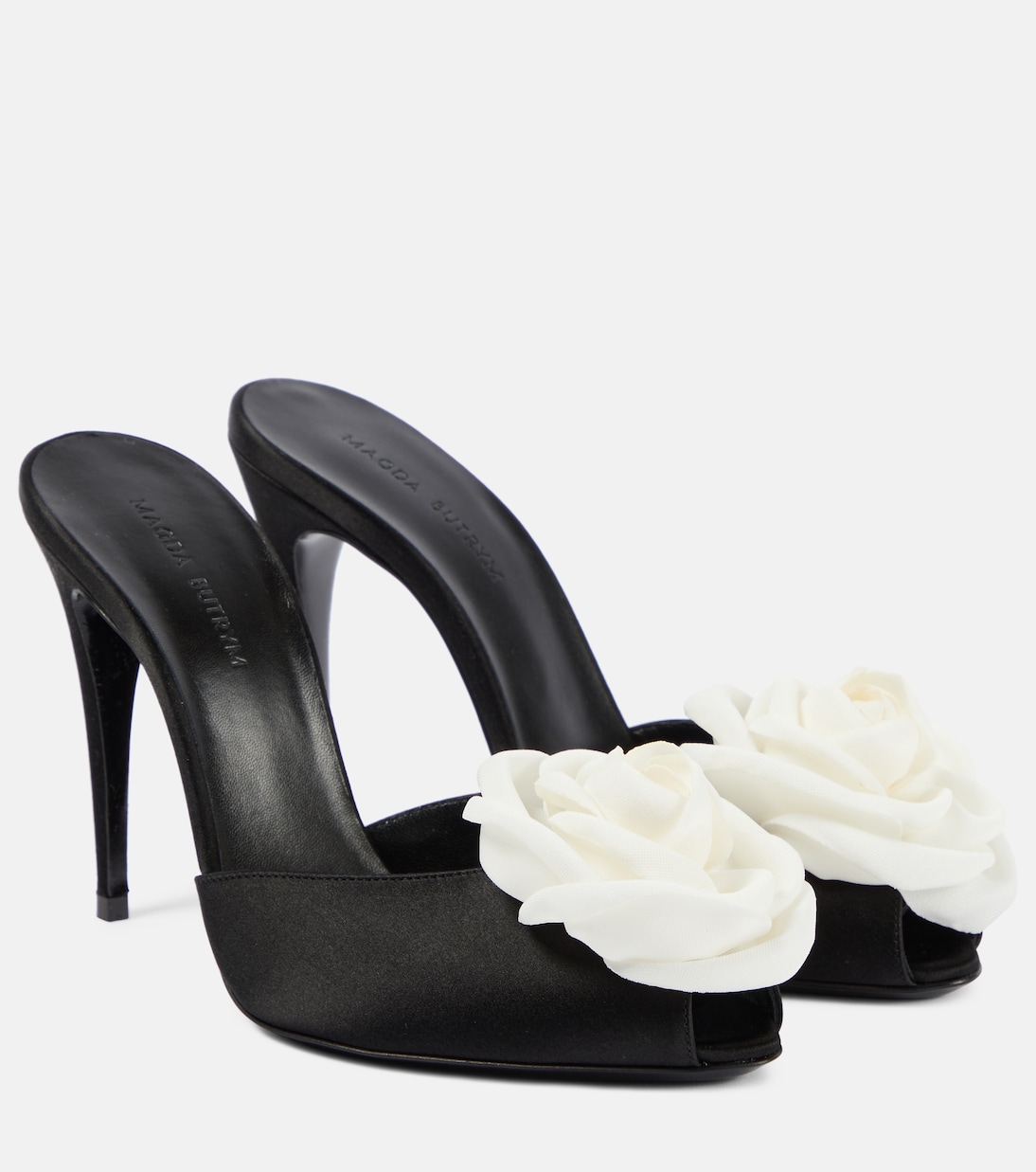Floral-appliqué satin peep-toe pumps | Magda Butrym