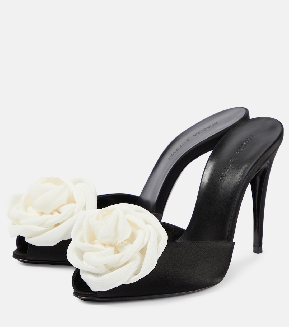 Floral-appliqué satin peep-toe pumps | Magda Butrym