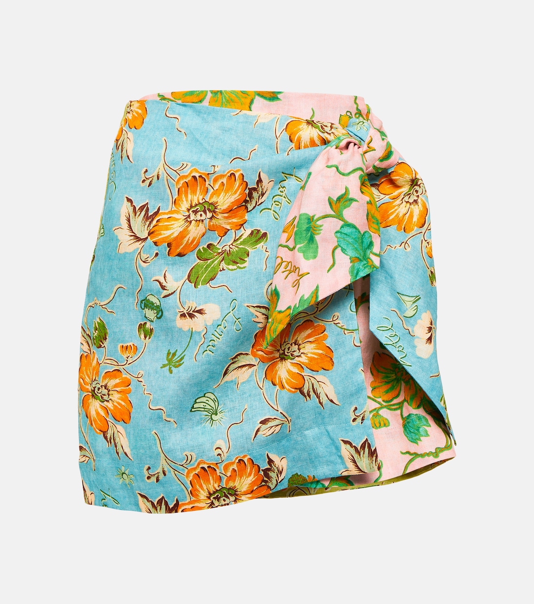 Minifalda envolvente Mana de lino floral | Alémais