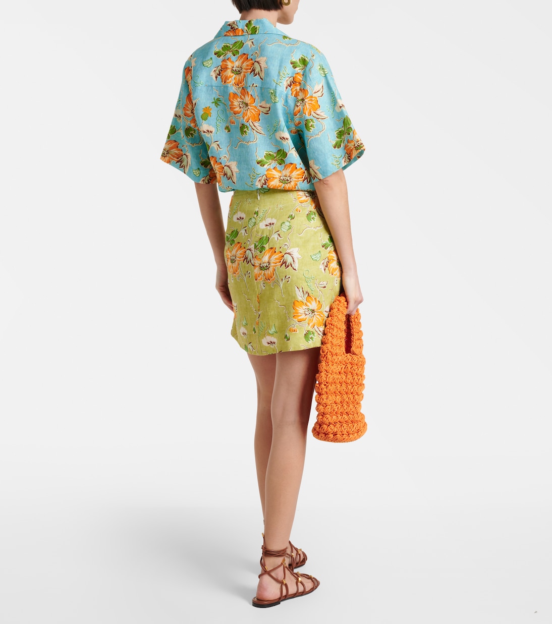 Minifalda envolvente Mana de lino floral | Alémais