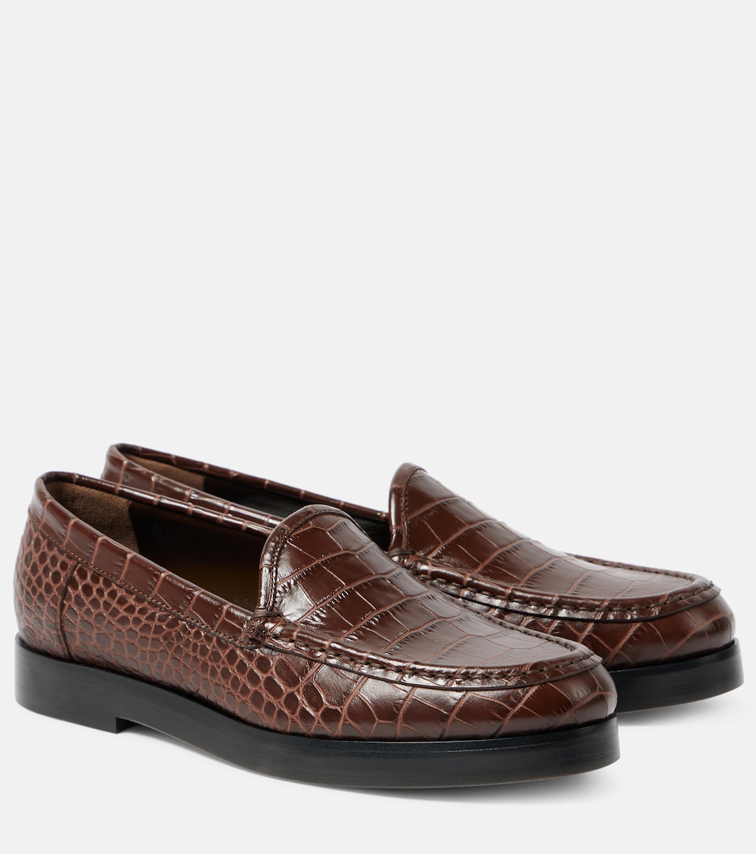 Dinelio croc effect leather loafers in brown Manolo Blahnik Mytheresa