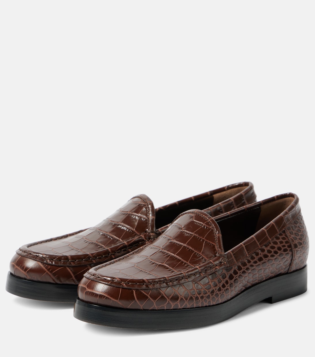 Dinelio croc-effect leather loafers | Manolo Blahnik