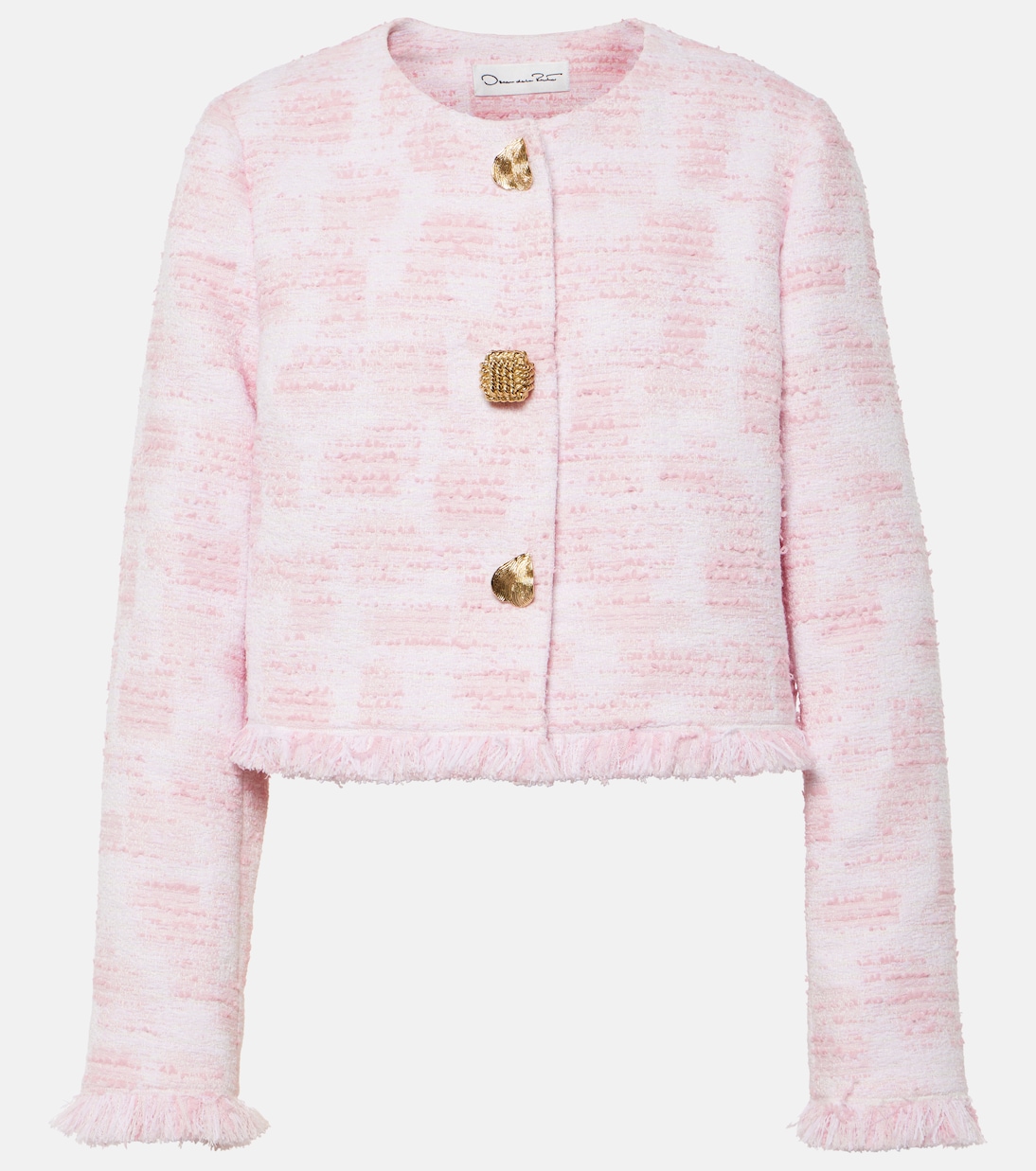 Fringed cropped tweed jacket | Oscar de la Renta