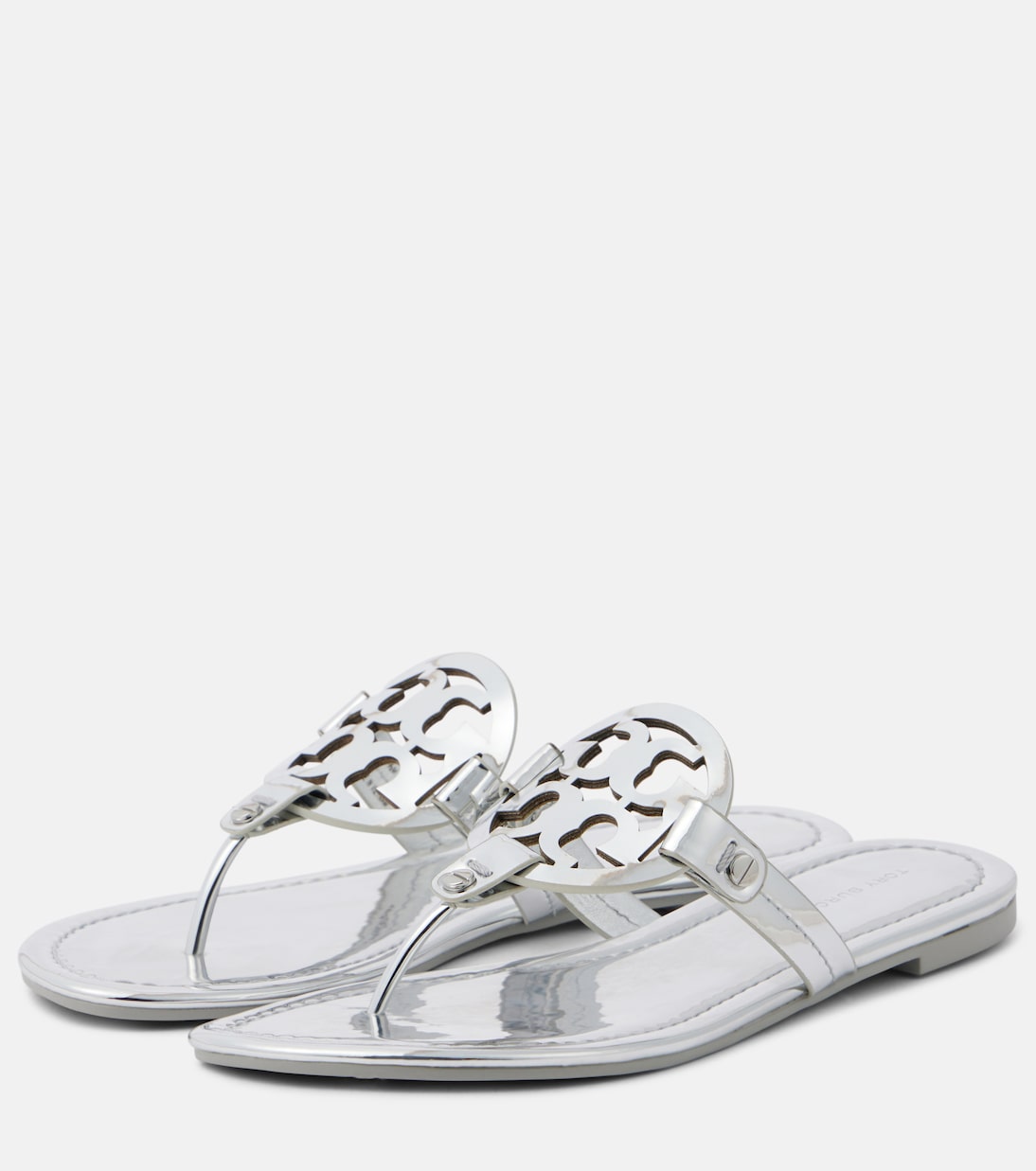 Silver tory burch sandals hotsell