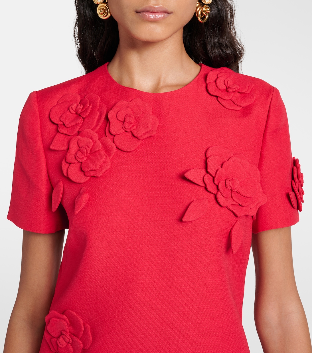 Crepe Couture floral-appliqué minidress in red - Valentino | Mytheresa