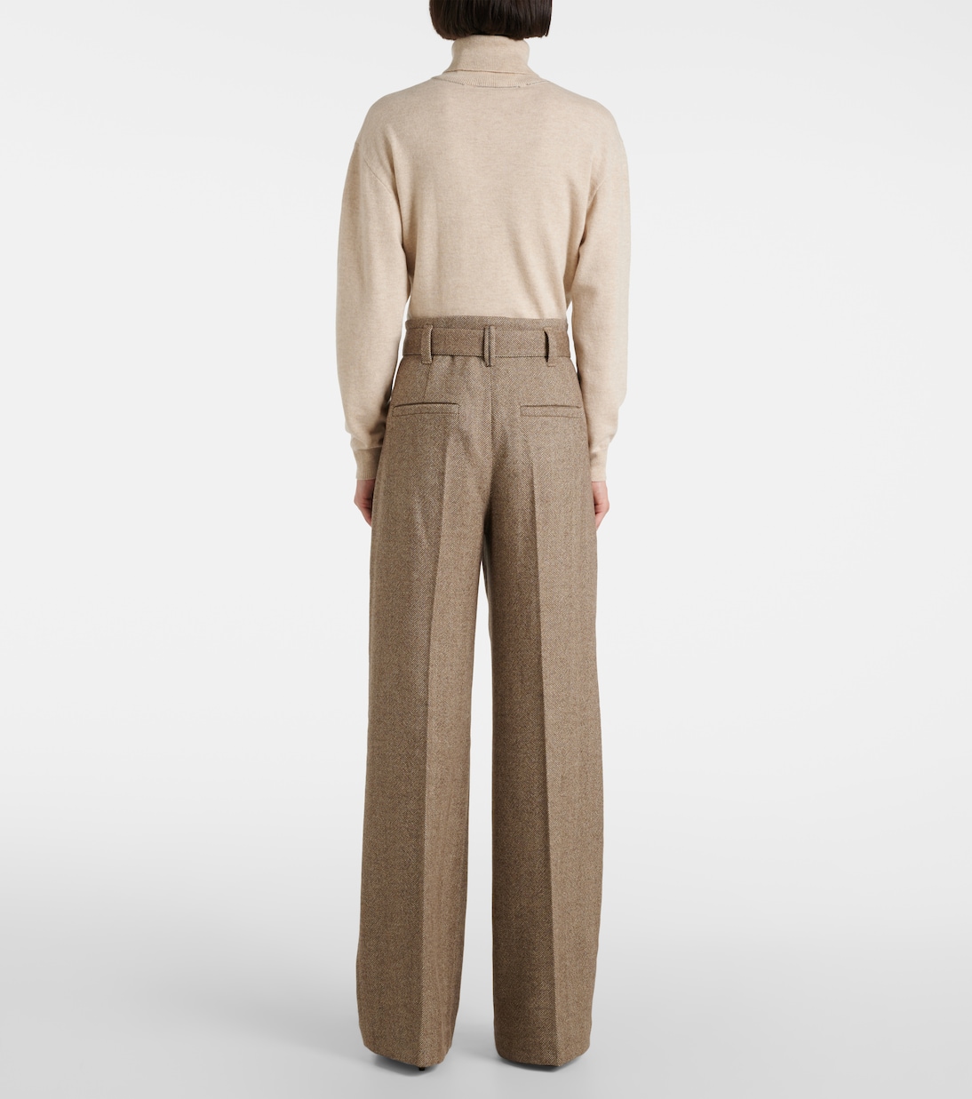 Pantaloni a gamba larga in misto lana | Brunello Cucinelli