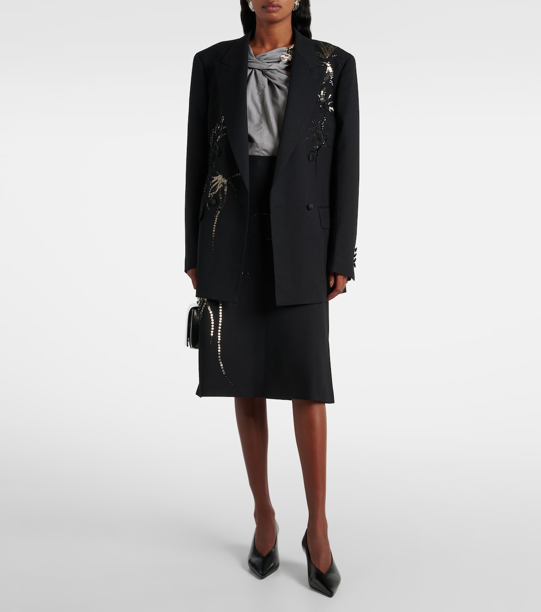 Blazer doppiopetto in lana con paillettes | Jacques Wei