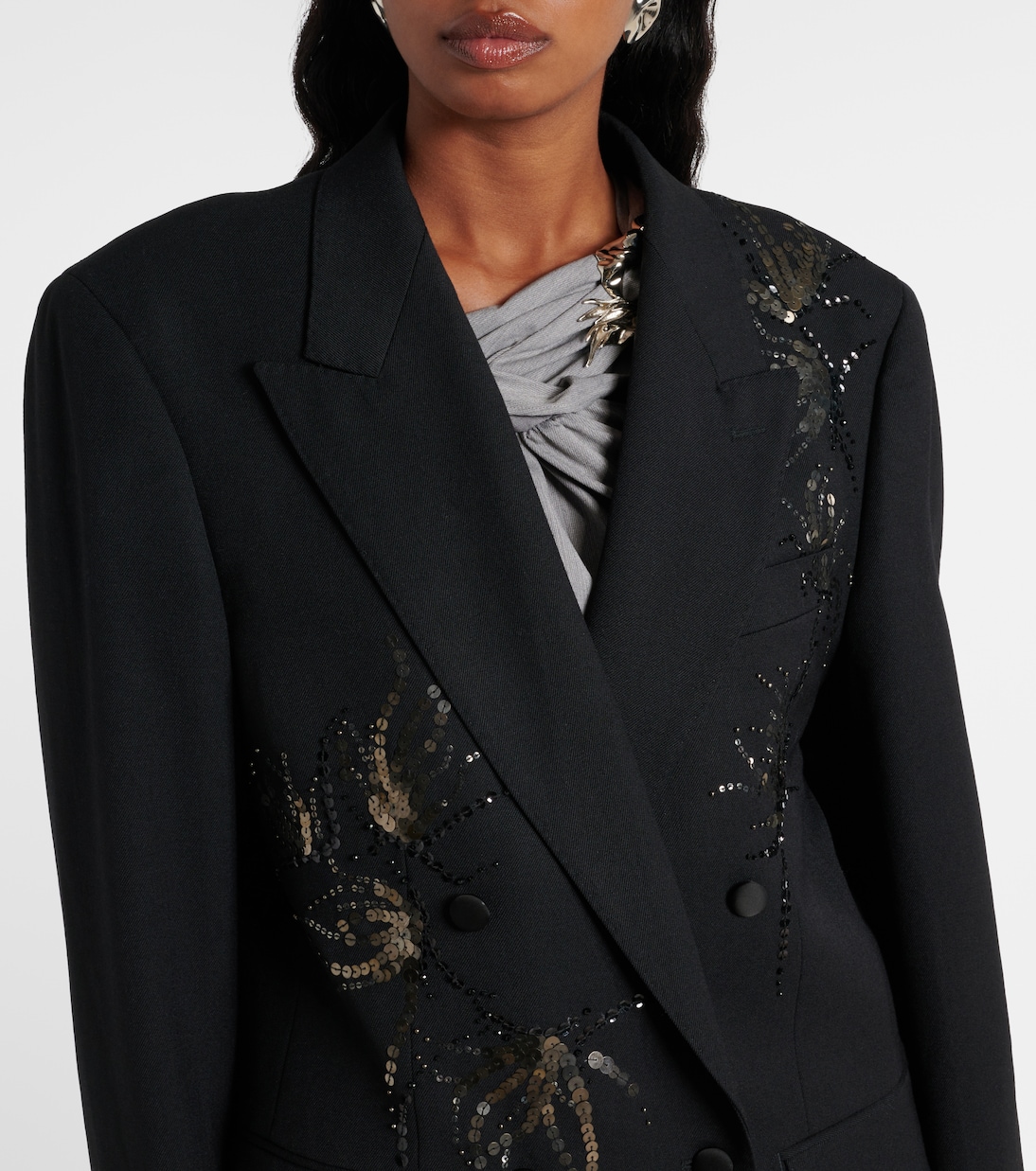 Blazer doppiopetto in lana con paillettes | Jacques Wei