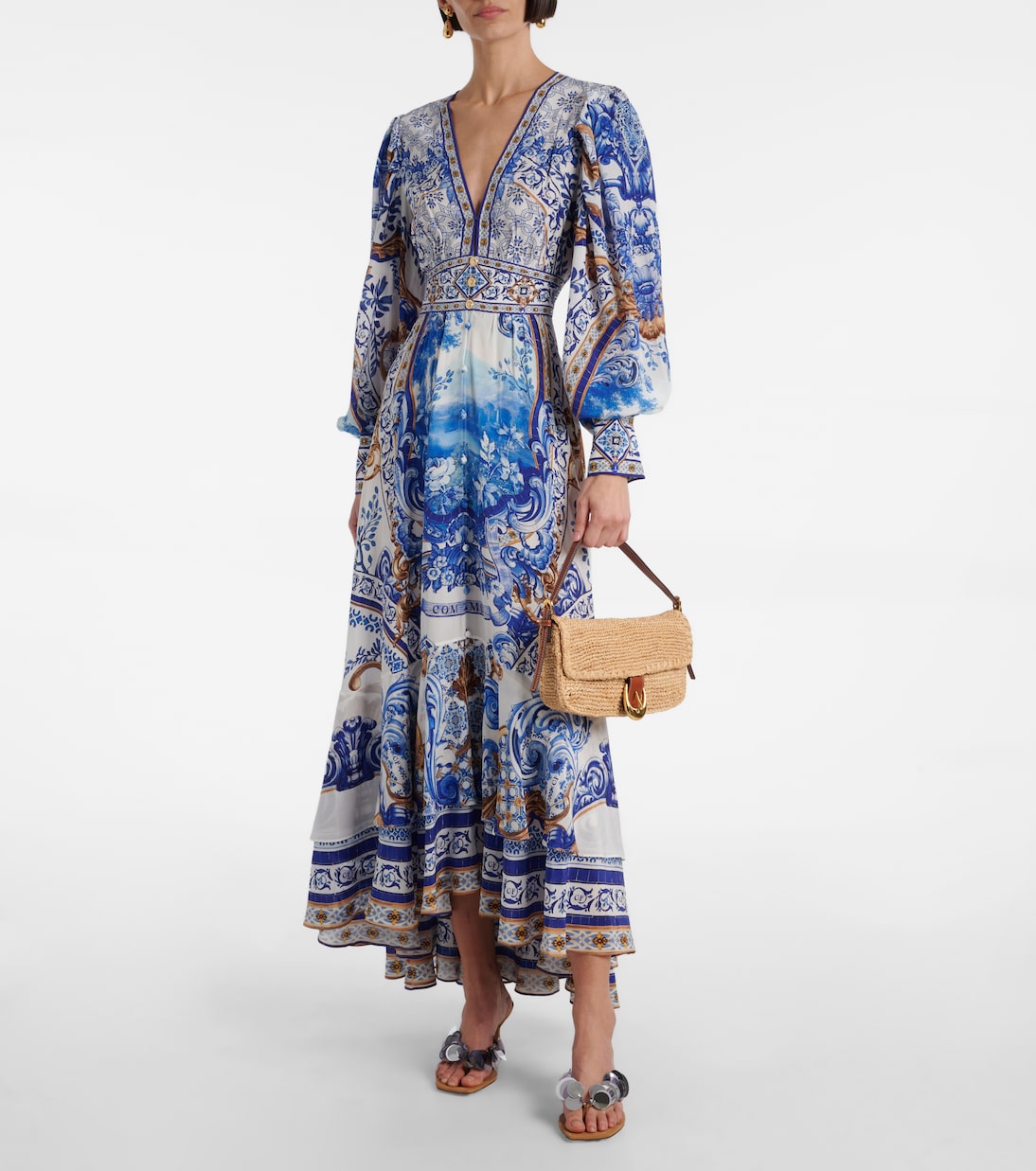 Abito midi in seta con stampa | Camilla