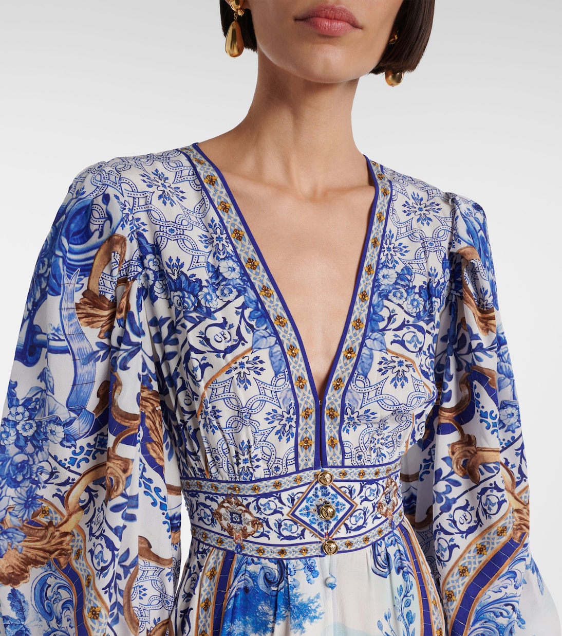 Abito midi in seta con stampa | Camilla