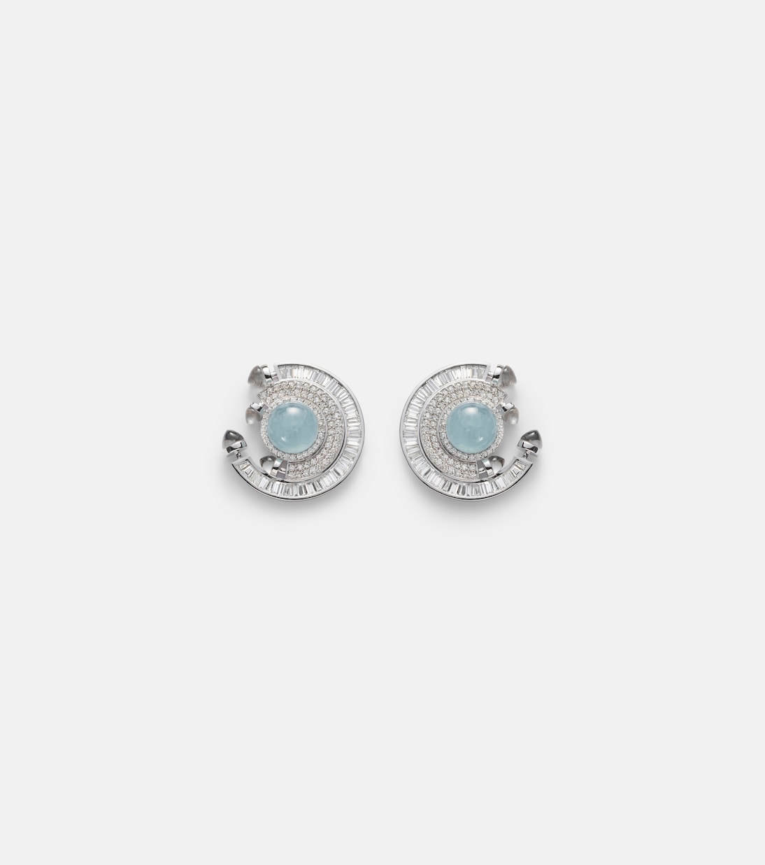 Chakra 18kt white gold earrings with pearls and gemstones | Ananya