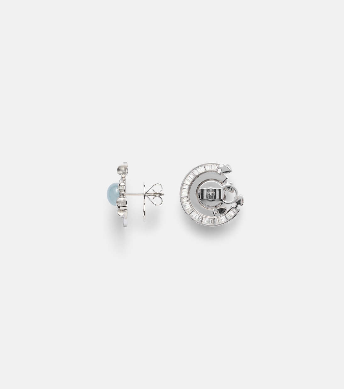 Chakra 18kt white gold earrings with pearls and gemstones | Ananya