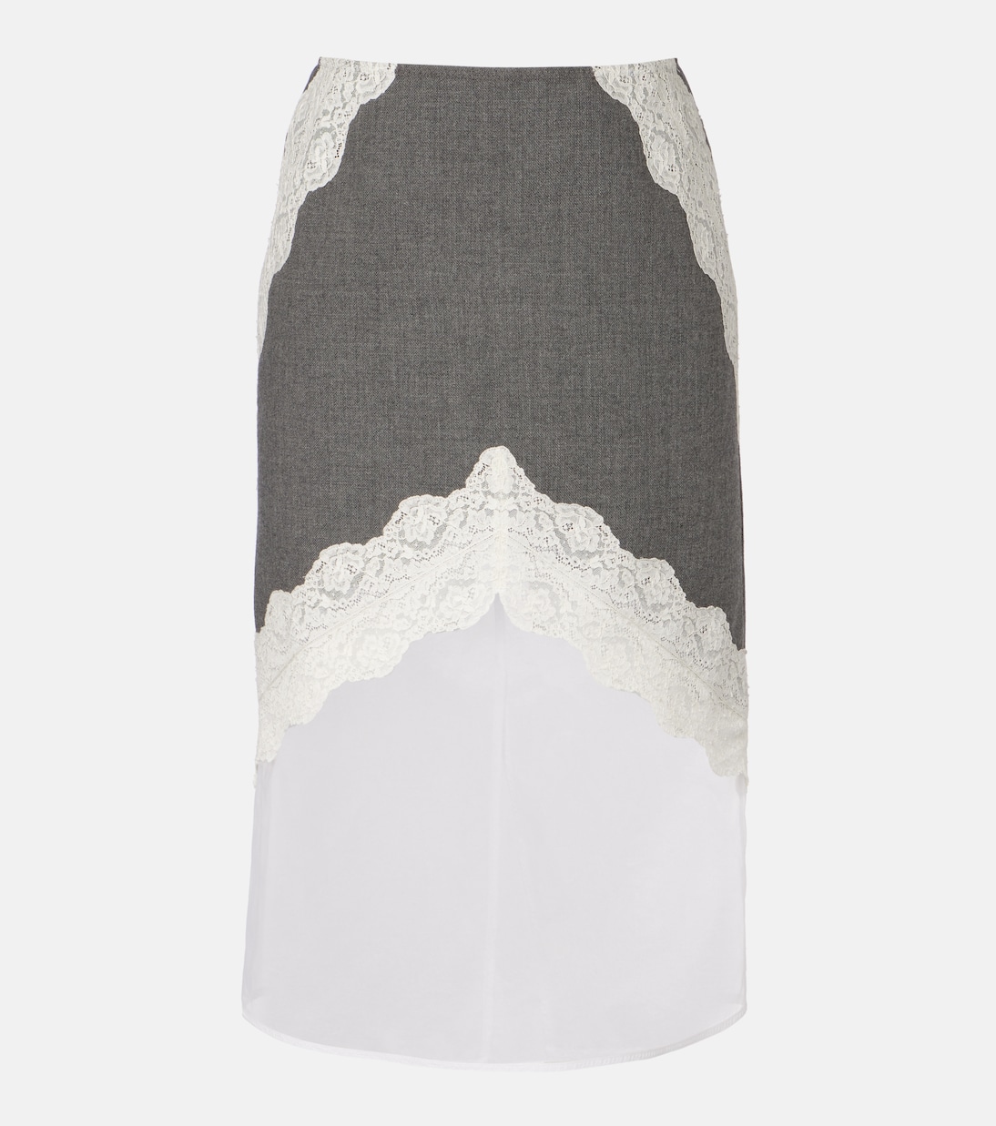 Lace-trimmed wool midi skirt | Jil Sander
